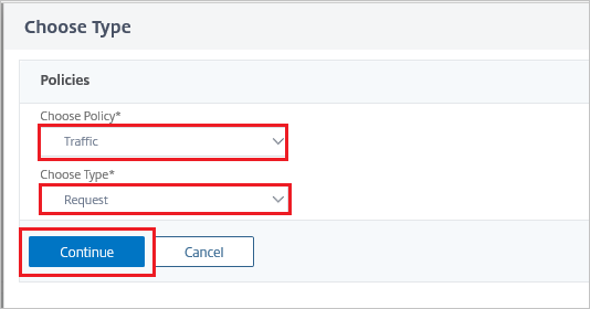 Captura de tela da configuração do conector SAML do Citrix ADC para Microsoft Entra – Painel Escolher Tipo.