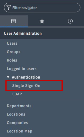 Captura de tela do aplicativo ServiceNow Express, com o Logon Único realçado