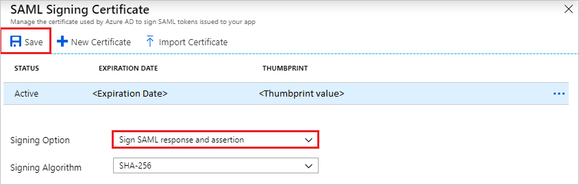 Captura de tela mostrando o certificado de autenticação SAML.