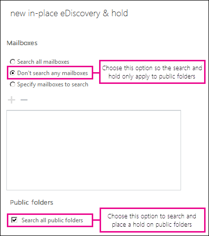 Utilize In-Place Deteção de Dados Eletrónicos para procurar e colocar uma suspensão nas pastas públicas.