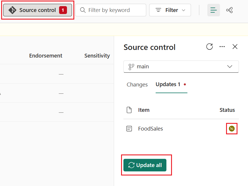 Captura de tela mostrando a interface do usuário de atualização do espaço de trabalho.