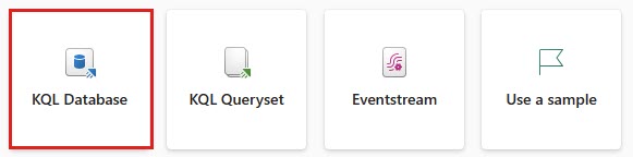 Captura de tela do novo bloco de banco de dados KQL na Inteligência em Tempo Real.