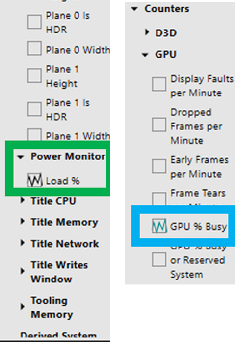 Metrics selector in PIX