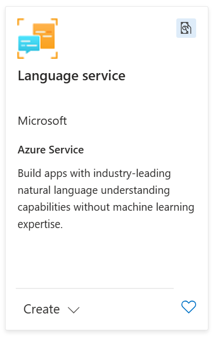 Uma captura de tela exibindo o serviço de linguagem do Azure.