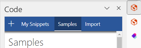 A polegada superior de um painel de tarefas, com três separadores quadrados à direita do canto superior direito. Dois dos separadores têm o ícone Laboratório de Scripts. O terceiro tem um ícone para um suplemento diferente.