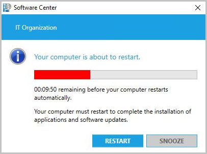 Captura de tela da notificação de contagem regressiva final do Centro de Software.