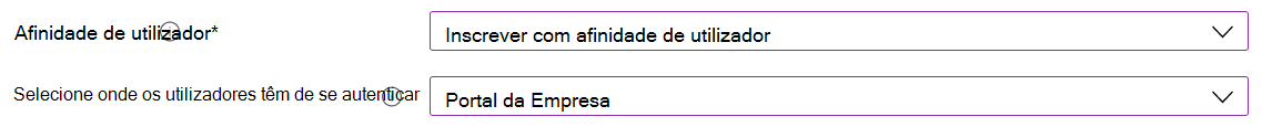 No Intune centro de administração e Microsoft Intune, inscreva dispositivos iOS/iPadOS com o Apple Configurator. Selecione Inscrever com afinidade de utilizador e utilize a aplicação Portal da Empresa para autenticação.