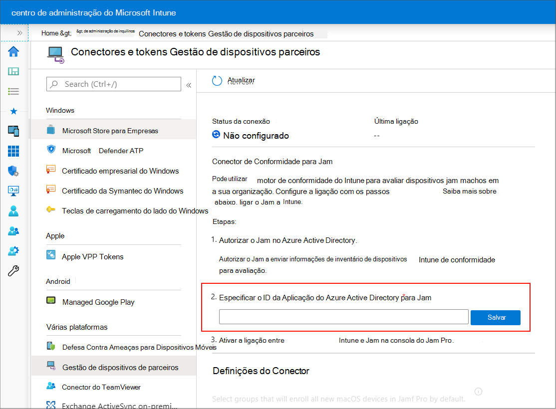 Configurar o gerenciamento de dispositivo de parceiro