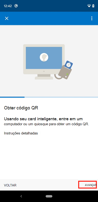 Captura de ecrã do ecrã Obter código QR da aplicação Intune.