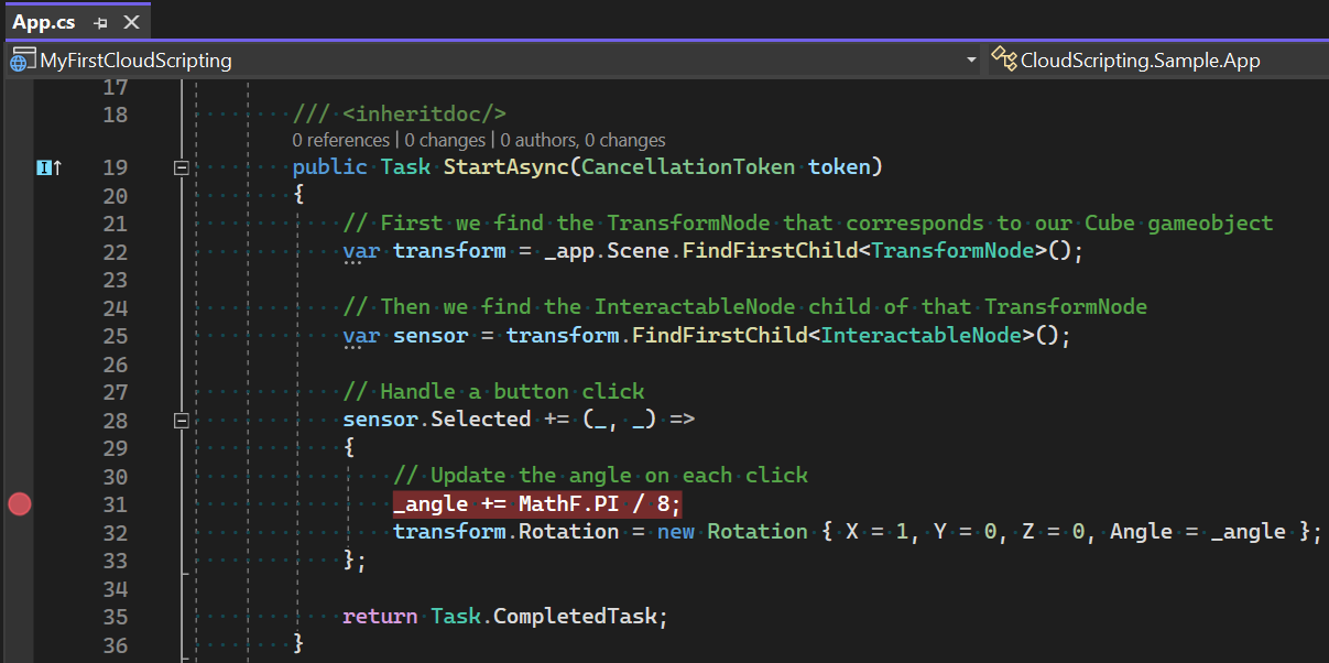 Uma captura de tela de um script usado para scripts de nuvem.