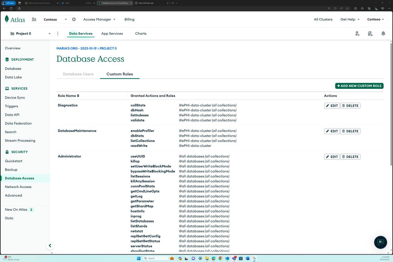 Página da base de dados da Cloud do MongoDB.