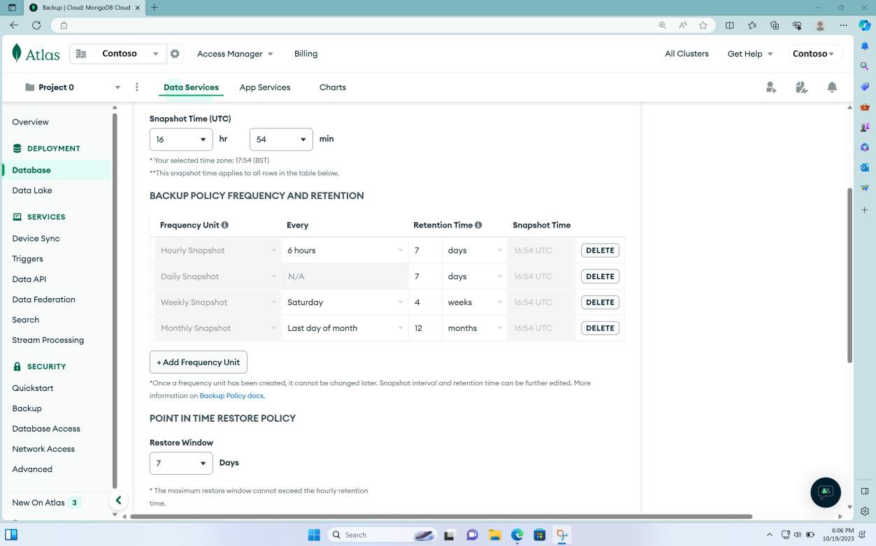 Página da base de dados da Cloud do MongoDB.