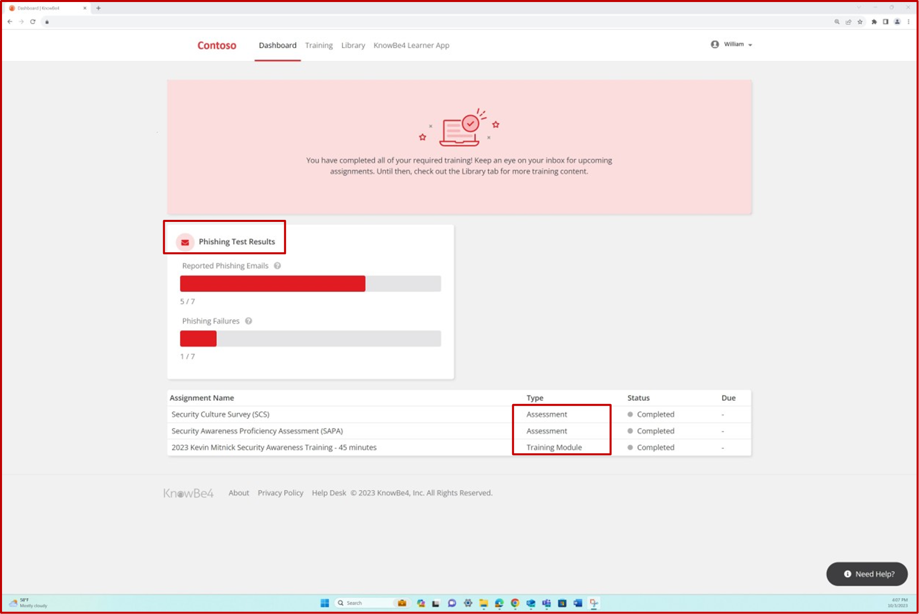 dashboard a mostrar simulações de preparação.