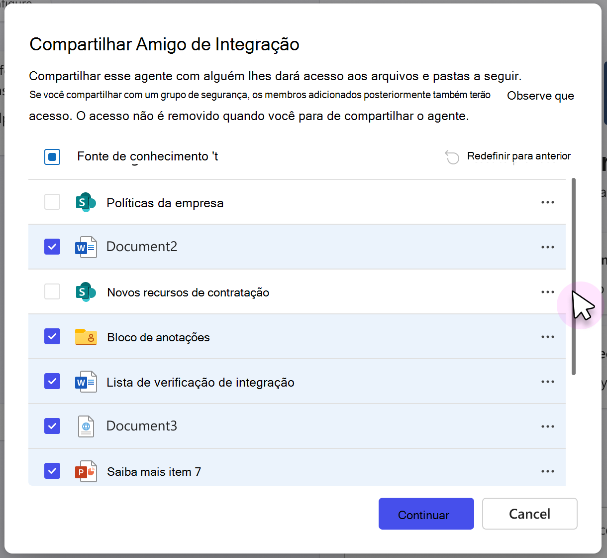 Origens de conhecimento de partilha automática