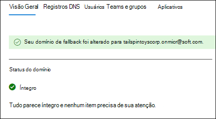 Novo domínio de contingência adicionado com êxito.