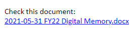 Captura de tela de uma referência HTTP adicionada ao assunto ou corpo do e-mail ou ao corpo do texto da reunião.