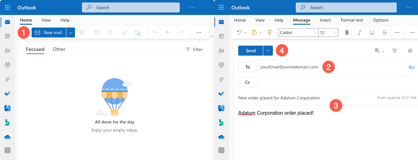 Adicionando um e-mail no Outlook