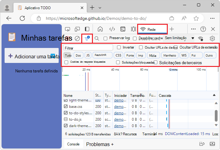 Barra de filtro com esta caixa de verificação desmarcada