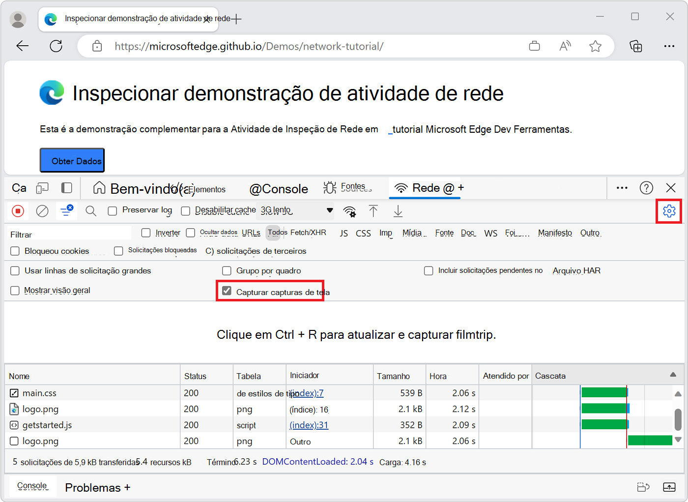 A caixa de verificação Captura de Ecrã nas Definições de rede