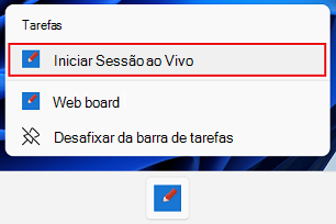 Uma Lista de Atalhos na aplicação Webboard no Windows