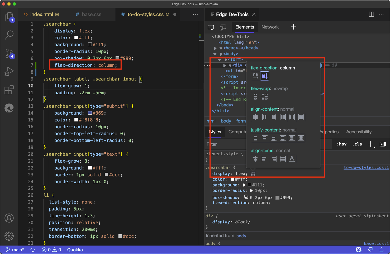 Alterar a configuração do CSS criou uma nova linha de código no arquivo de .css correto