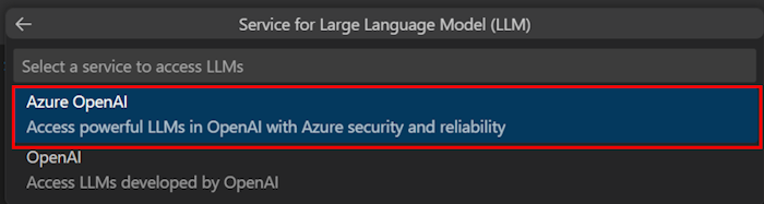 Captura de ecrã a mostrar o LLM no Visual Studio Code.