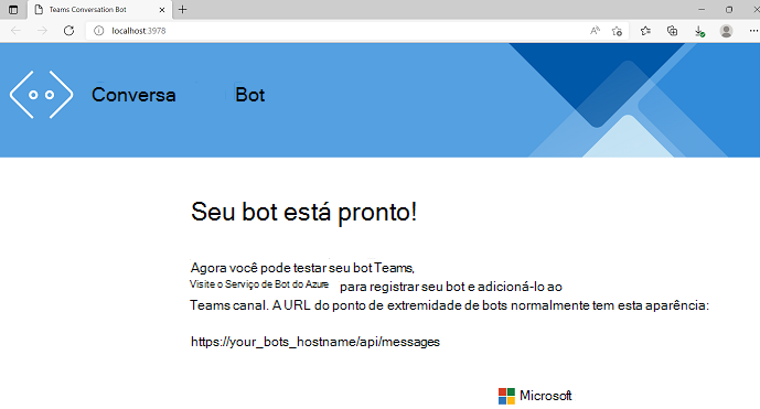 Captura de ecrã a mostrar o ecrã Preparado para bots.