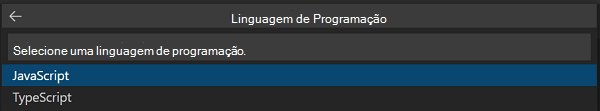 Captura de tela mostrando como selecionar a linguagem de programação.