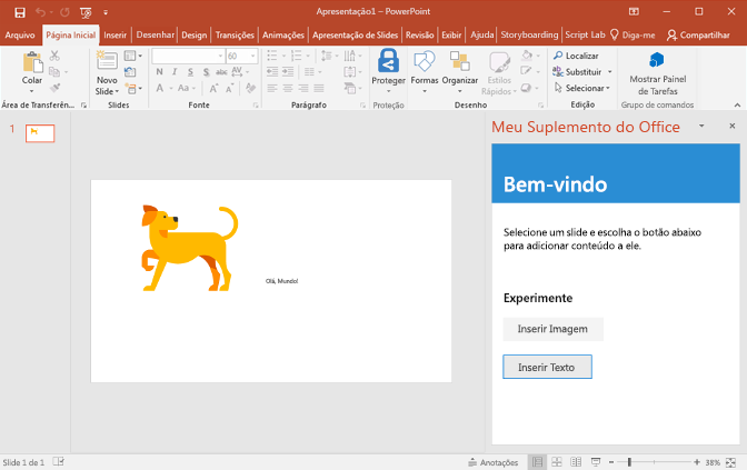 PowerPoint com uma imagem de um cão e o texto 