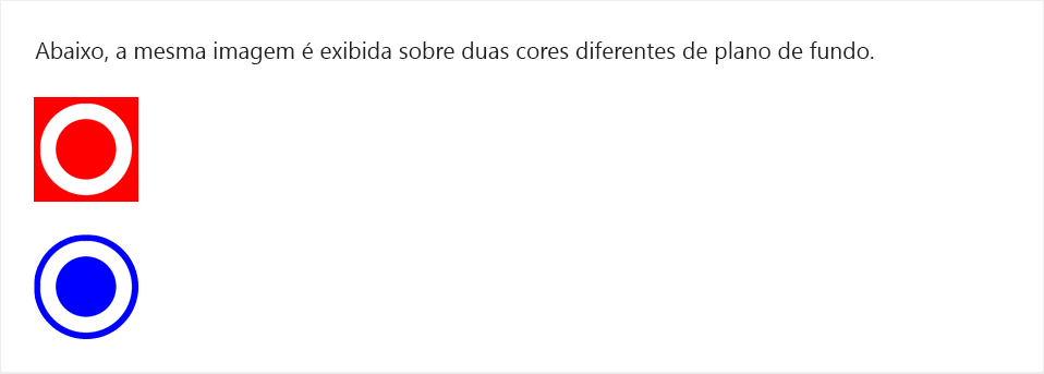 Uma captura de tela do Cartão de exemplo de propriedades da imagem.