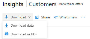 Captura de tela mostrando a opção Download na tela Insights do painel Clientes.