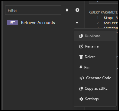 Duplicating a request in Insomnia