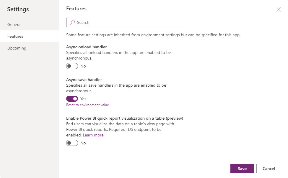 Async OnSave app setting