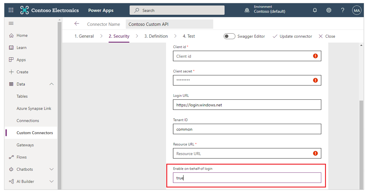 Configurar conector personalizado para logon único