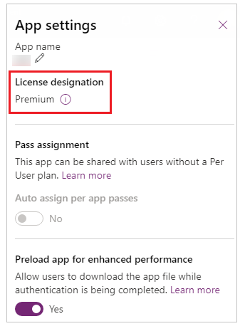 Designação da licença nas configurações.