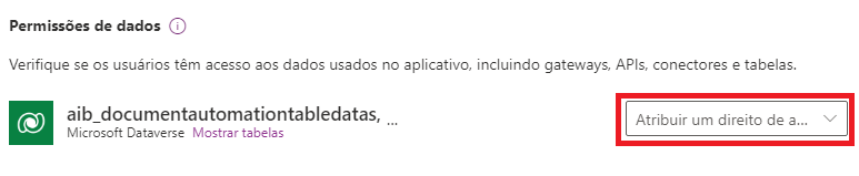 Atribua um direito de acesso.