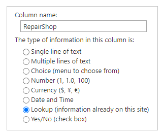 Coluna Pesquisa de configuração.