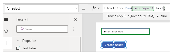 Fórmula OnSelect para o botão.