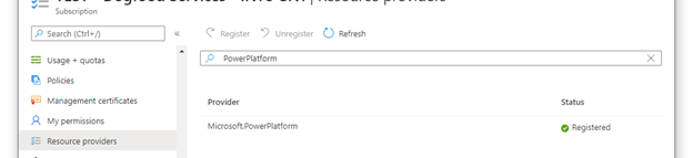 Registre o Power Platform provedor em Azure