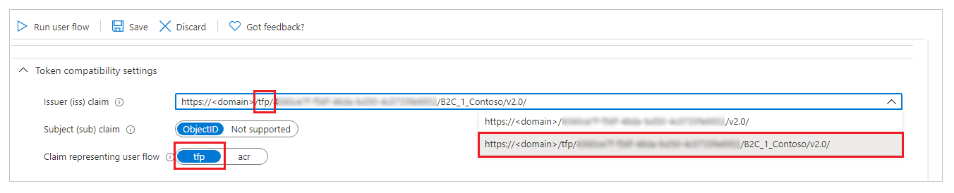 Configure a compatibilidade do token com tfp.