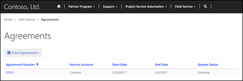 Exibir contratos em um portal de parceiro.