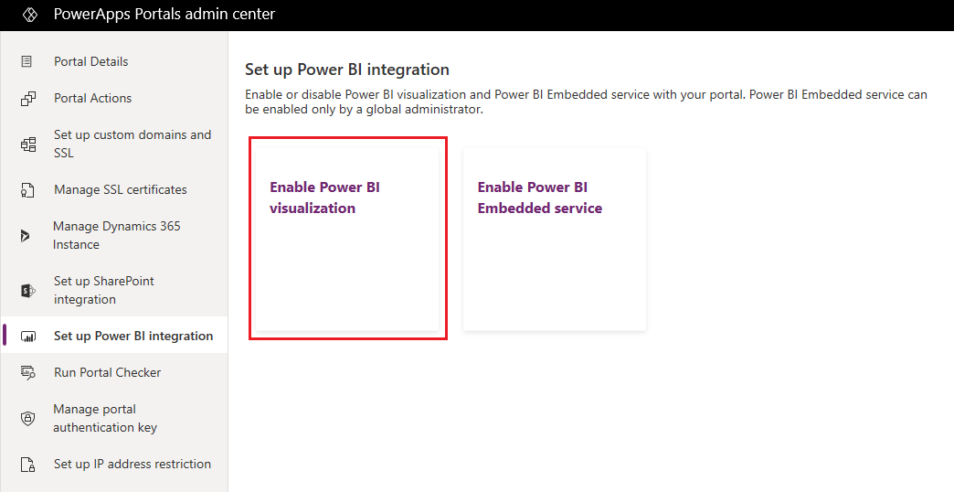 Habilitar a visualização do Power BI.