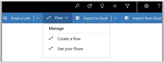 Menu do Power Automate.