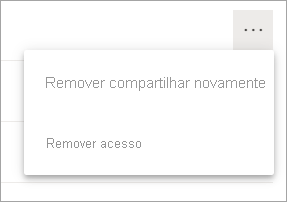 Captura de tela do dashboard Mais opções, Remover acesso.