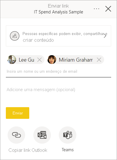 Enviar um link para pessoas específicas