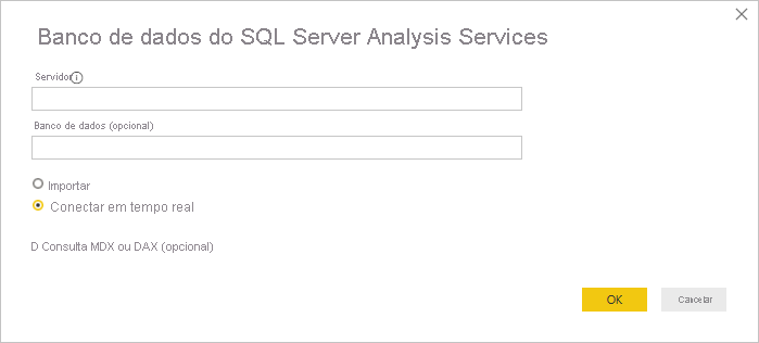 A captura de tela mostra a janela do banco de dados do SQL Server Analysis Services.