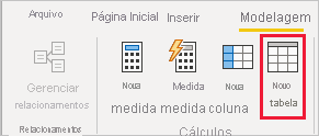 Captura de tela que mostra a seleção de Nova tabela.