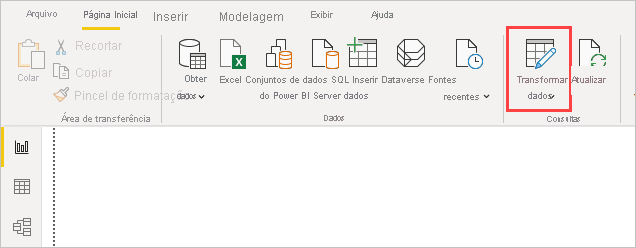 Screenshot of the Power Query Editor in Power BI Desktop, showing the Transform data selection.