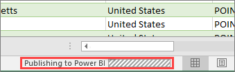 Captura de tela que mostra a barra de status para publicação no Power BI.