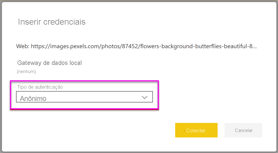 Screenshot shows the Enter credentials dialog box where you can specify the kind of authentication.